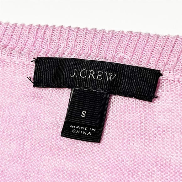 J. Crew 100% Linen Sweater Pom-Pom Trim small bubblegum pink lightweight boxy - Picture 7 of 11